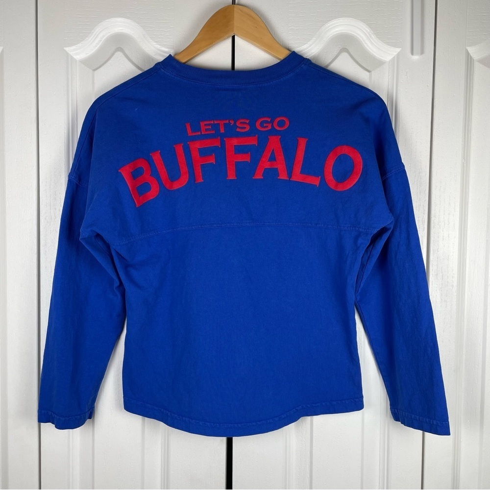 Buffalo Bills Spirit Jersey Shirt Kids Boys Size L Let’s Go Buffalo Long Sleeve - Picture 5 of 15